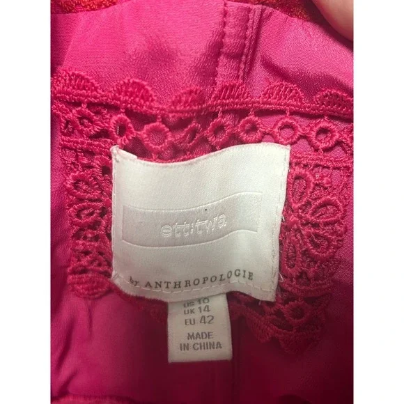 Anthropologie ETTITWA Pink Geometric Strapless Wide Leg Jumpsuit Size 10 - AC - Picture 4 of 11